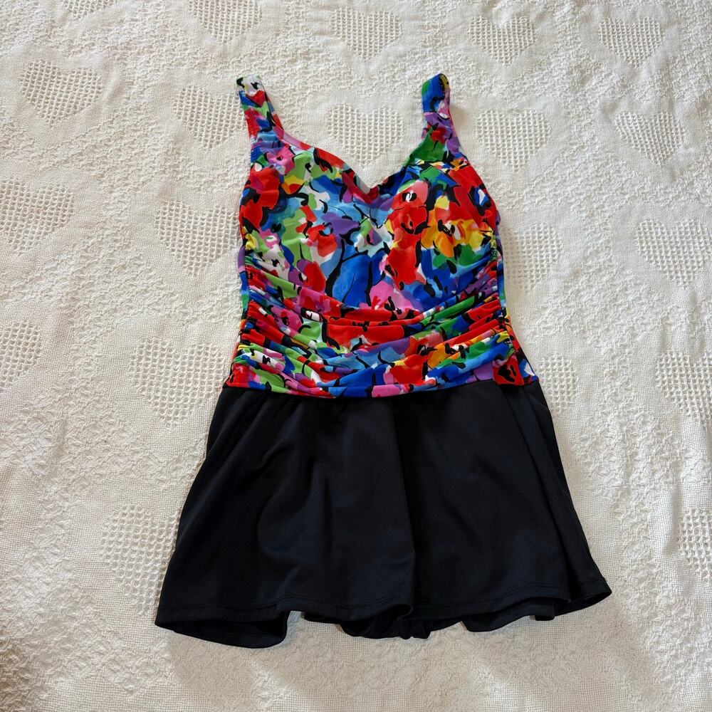 Women’s one piece Watercolor Design Suddenly Slim by Catalina Size Medium